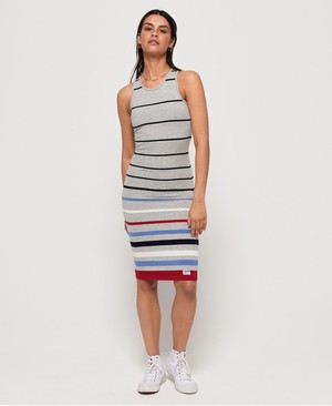 Superdry Stripe Midi Női Ruhák Szürke/Csíkok | LKAVZ2304